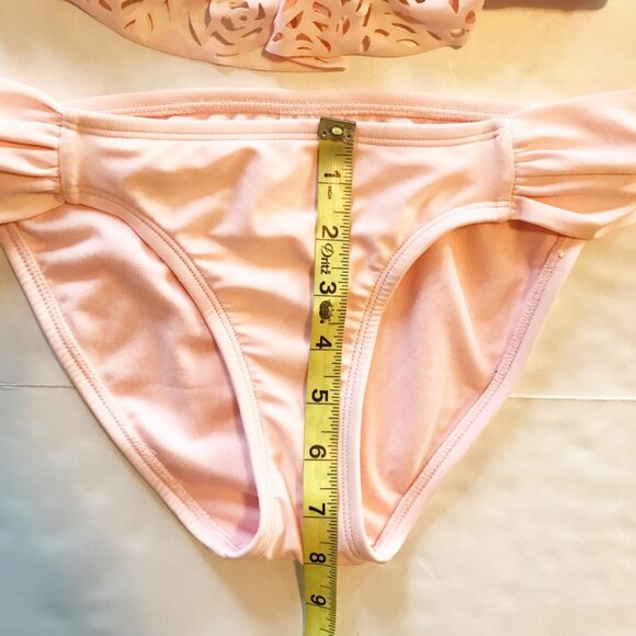 XHILERATION Pink Lace Overlay Bikini Two Piece Set Swimsuit Womens Small - Picture 9 of 10